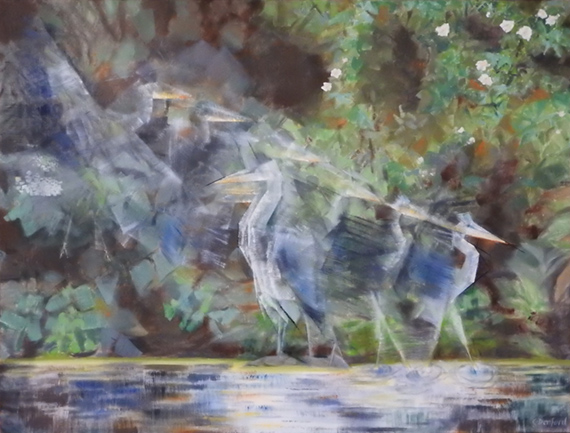 Herons By The Lake